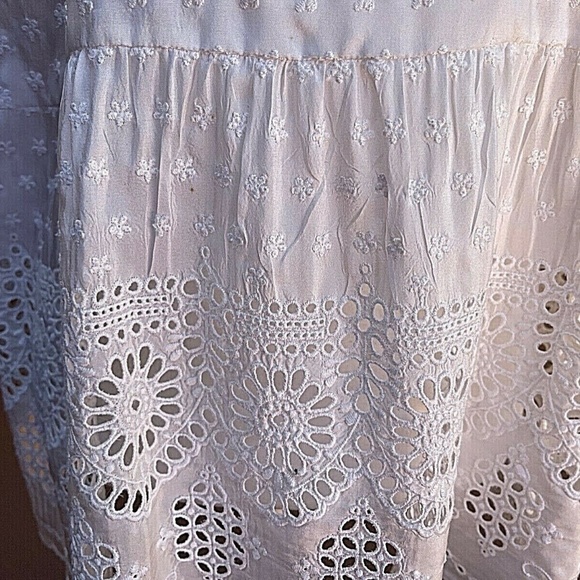 Vintage Johnny Was White Floral Peplum Embroidered Lace Blouse Top Tunic Size: S - Picture 7 of 11